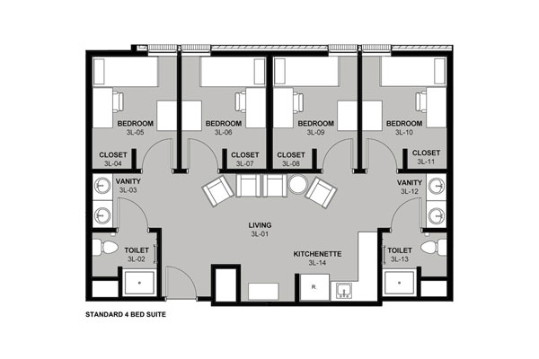 4 bedroom suite floor plan
